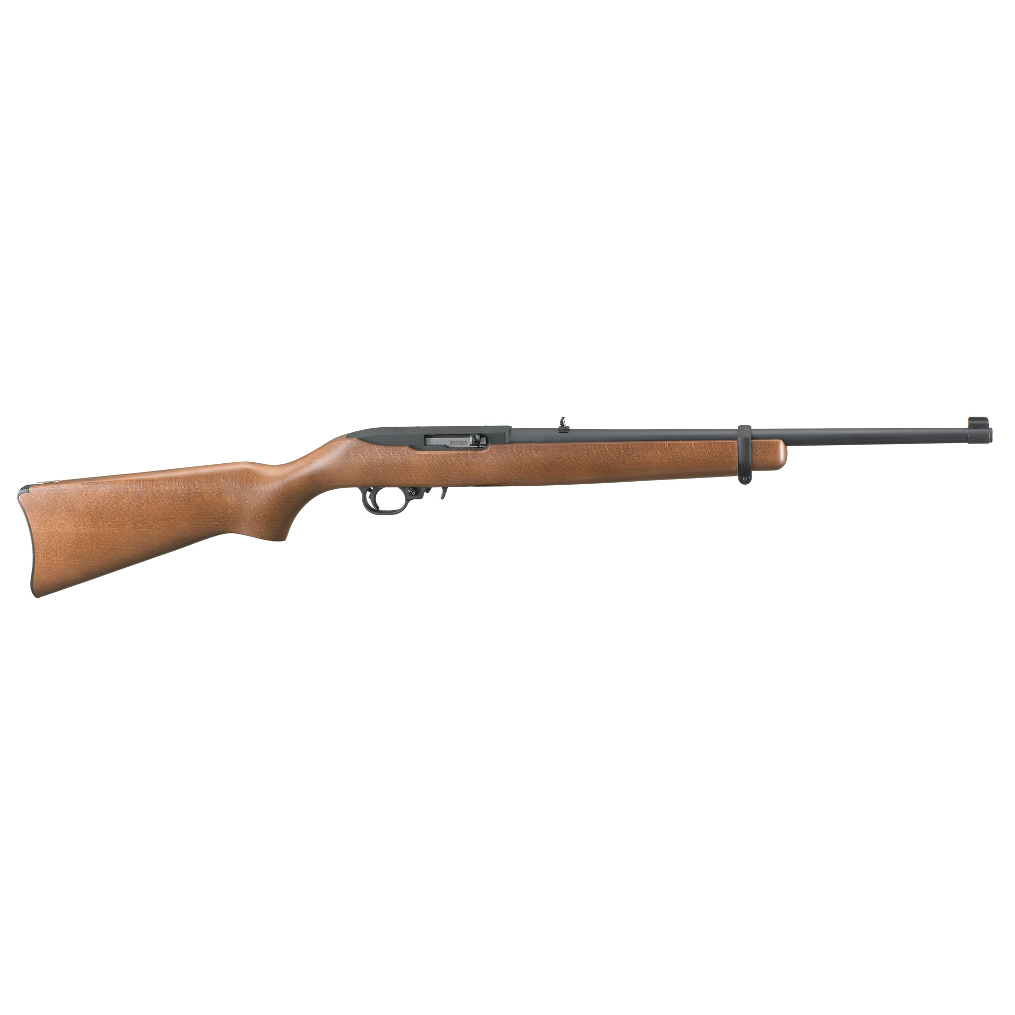 Ruger, 10/22 Carbine, Semi-automatic Rifle, 22 LR, 18.5" Barrel, Satin Black Finish, Alloy Steel, Hardwood Stock, Adjustable Rear and Gold Bead Front Sight, 10 Rounds, 1 Magazine