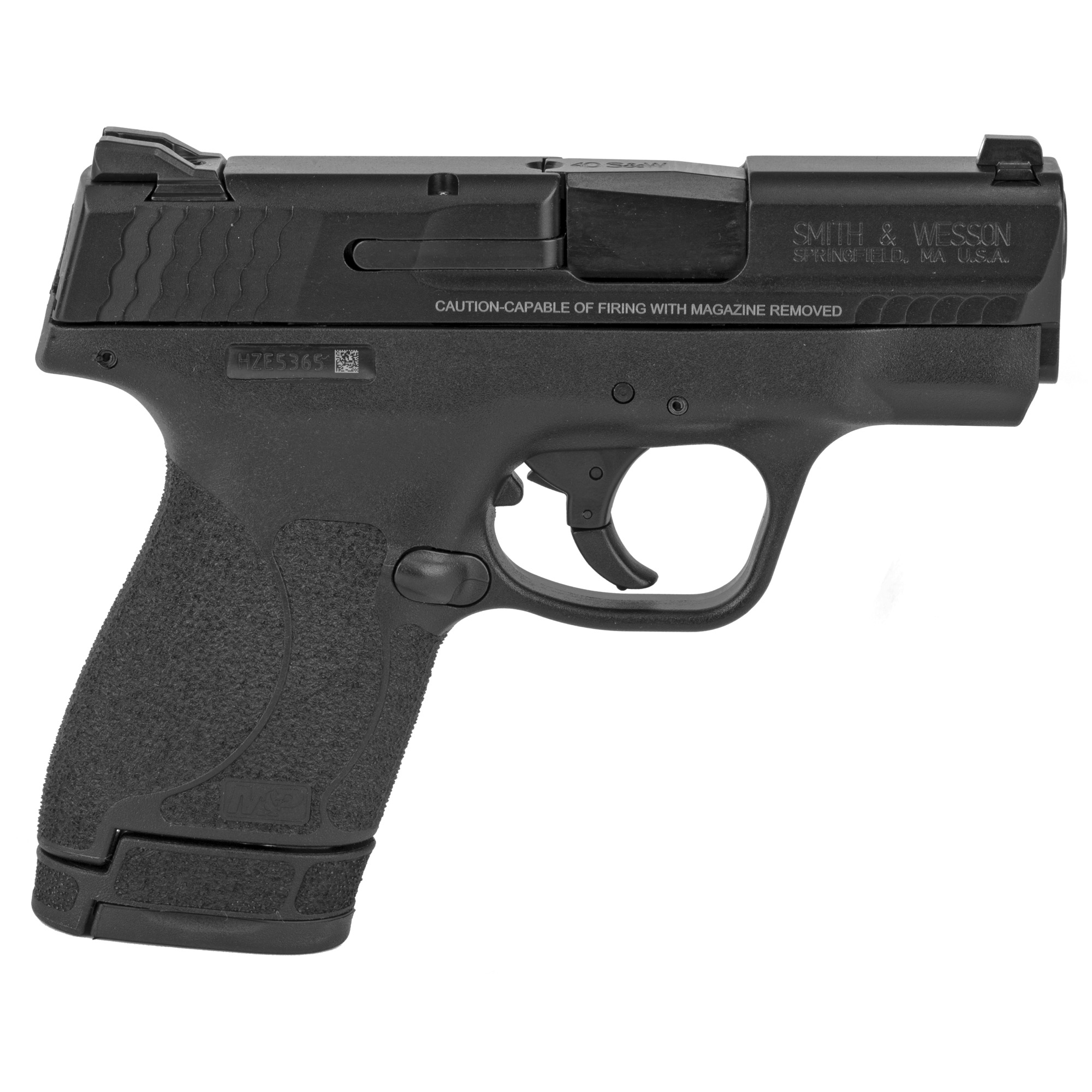 Smith & Wesson, Shield M2.0, Striker Fired, Semi-automatic, Polymer Frame Pistol, Micro-Compact, 40 S&W, 3.1" Barrel, Armornite Finish, Black, 3 Dot Sights, No Thumb Safety, 2 Magazines (1) 6-Round and (1) 7-Round