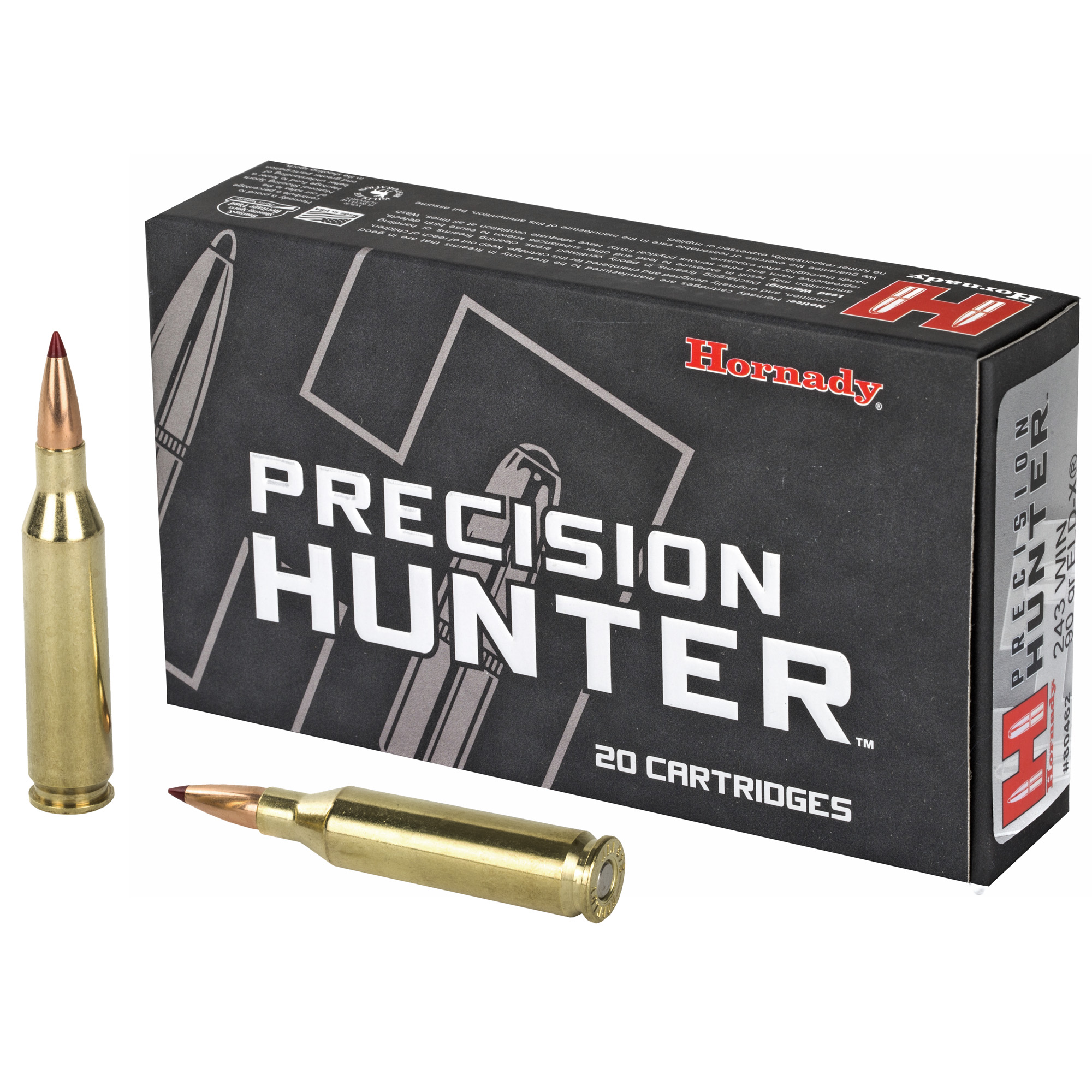 Hornady, Precision Hunter, 243 Winchester, 90 Grain, ELD-X, 20 Round Box