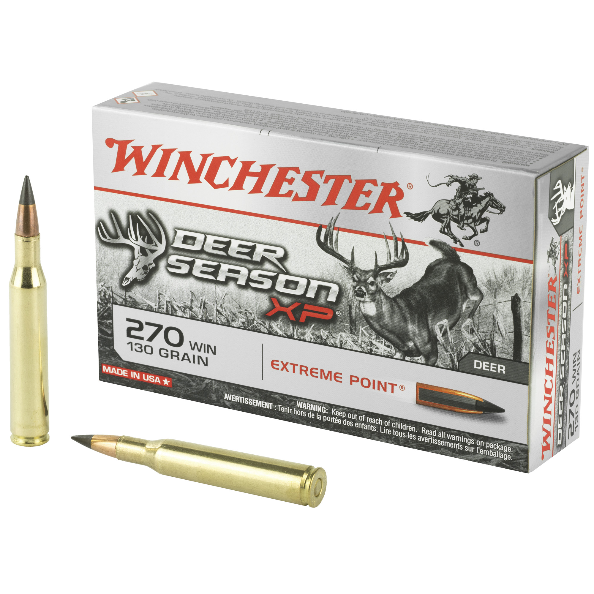 Winchester Ammunition, Deer Season, 270 Win, 130 Grain, Extreme Point Polymer Tip, 20 Round Box