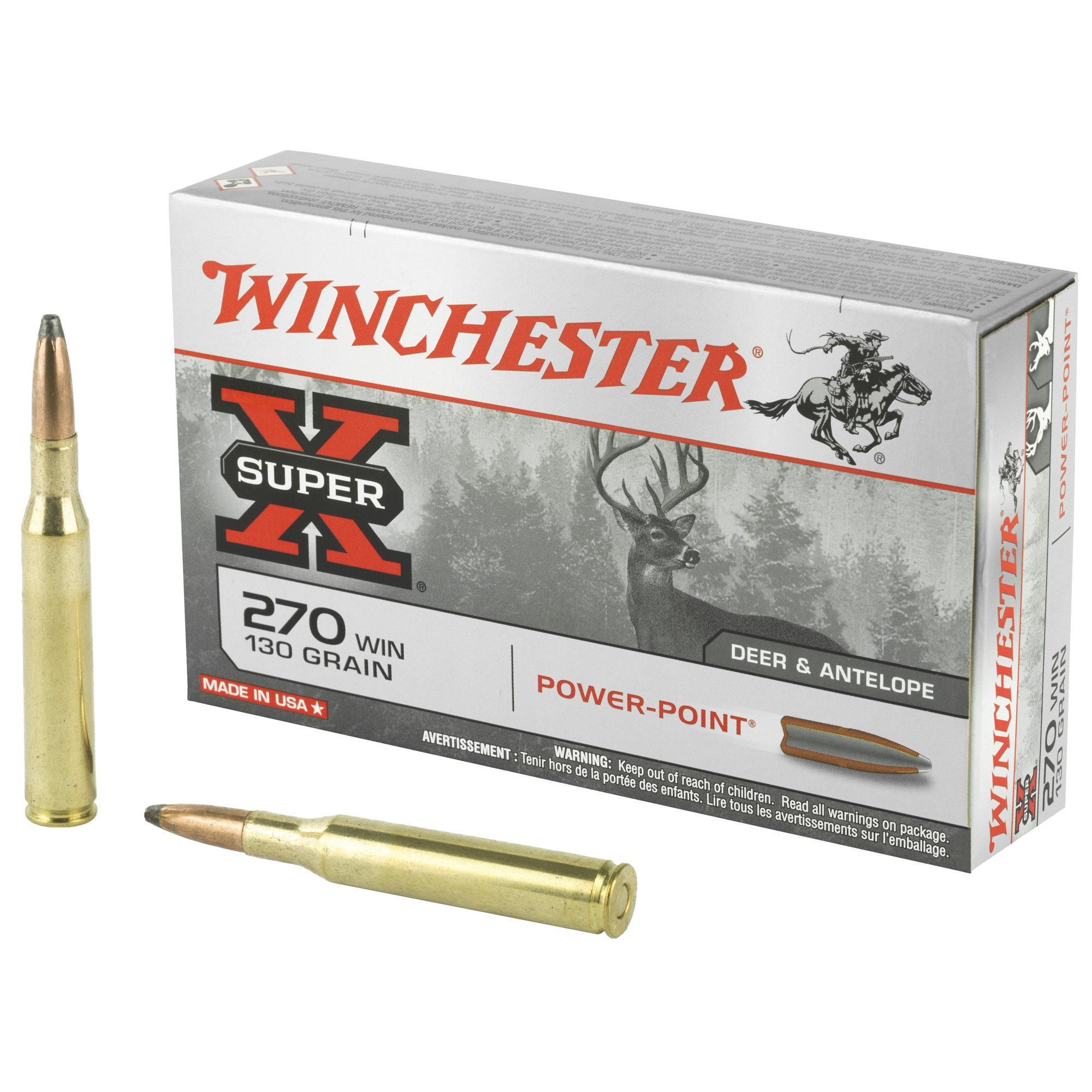 Winchester Ammunition, Super-X, 270WIN, 130 Grain, Power Point, 20 Round Box