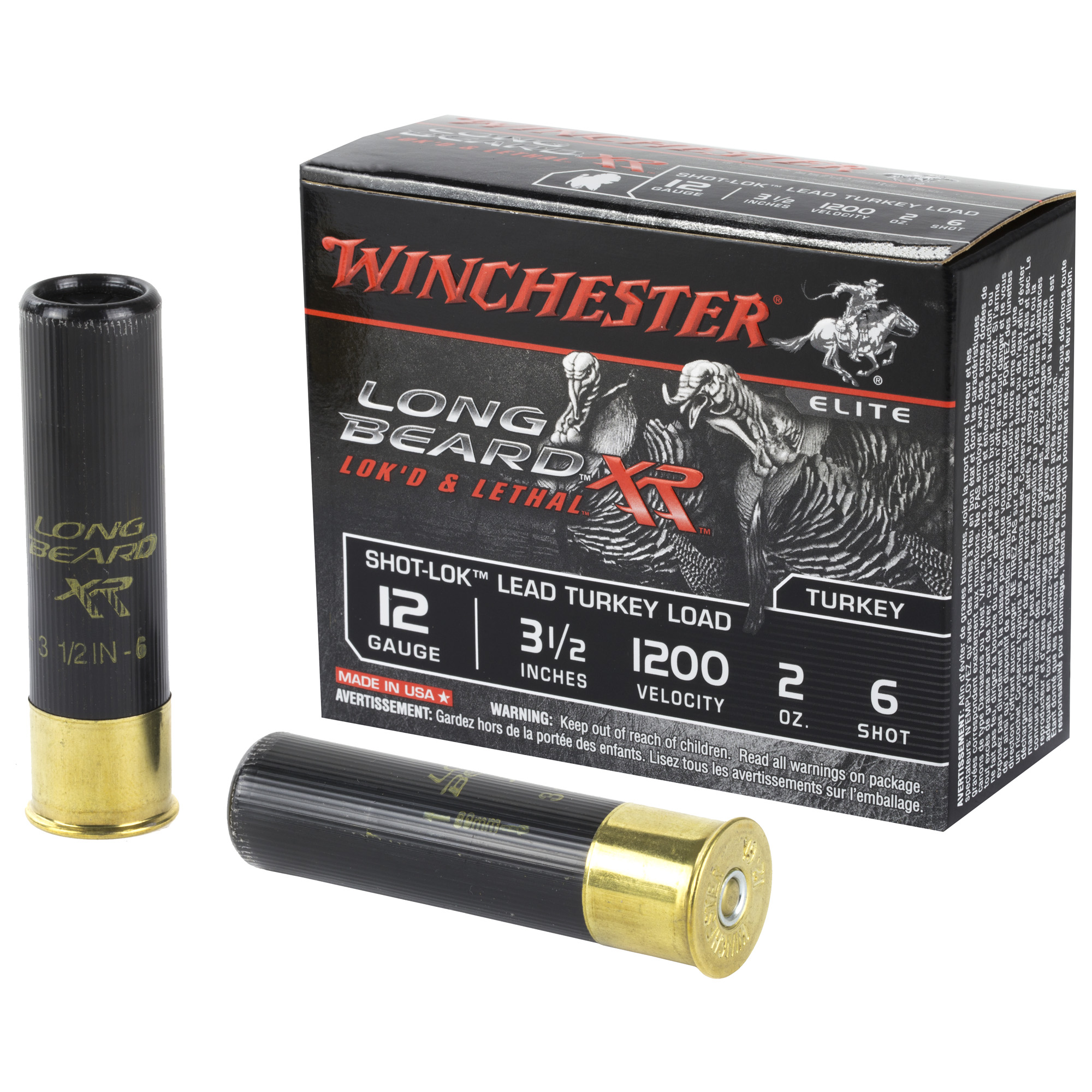 Winchester Ammunition, Long Beard XR, 12 Gauge, 3.5" Chamber, #6, 2 oz, Shotshell Shot-Lok with Lead Shot, 10 Round Box