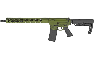 Black Rain Ordnance Billet 5.56 NATO AR-15 Semi Auto Rifle 16" Barrel 30 Rounds Free Float Hybrid Hand Guard Collapsible Stock Bazooka Green Battleworn Cerakote Finish