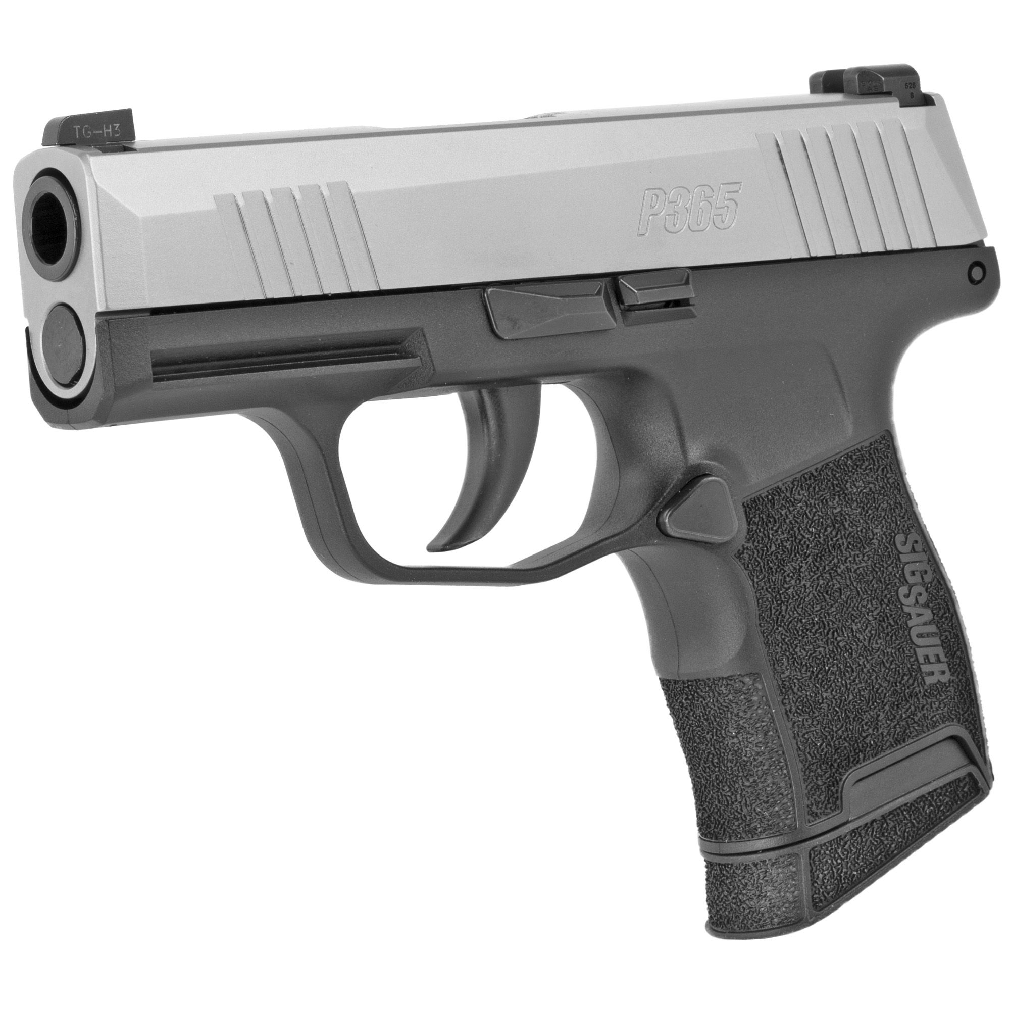 Sig Sauer, P365, Striker Fired, Semi-automatic, Polymer Frame Pistol, Sub-Compact, 9MM, 3.1" Barrel, Stainless Slide, Black Frame, XRAY3 Day/Night Sights, 2 Magazines