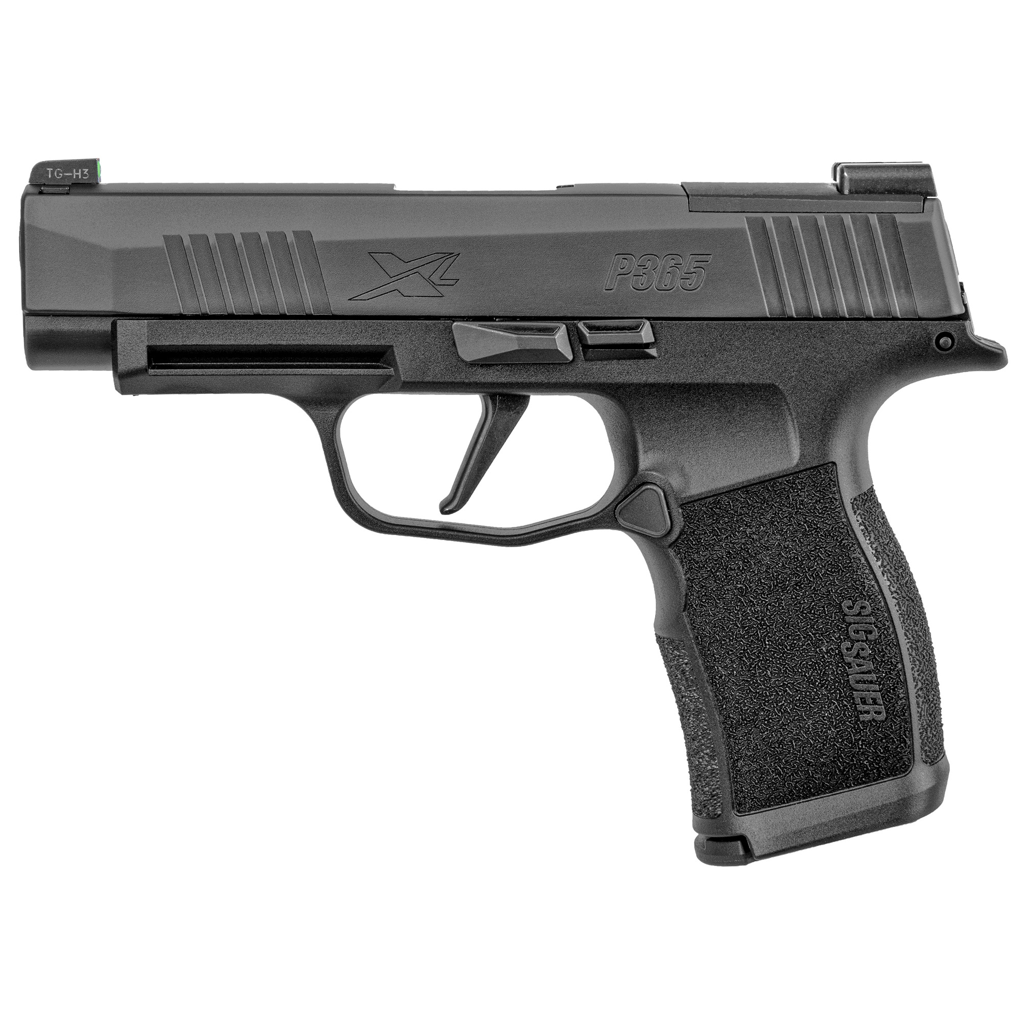 Sig Sauer, P365XL, Striker Fired, Semi-automatic, Polymer Frame Pistol, Sub-Compact, 9mm, 3.7" Barrel, Nitron Finish, Black, XRAY3 Day/Night Sights, 12 Rounds, Optics Ready, 2 Magazines