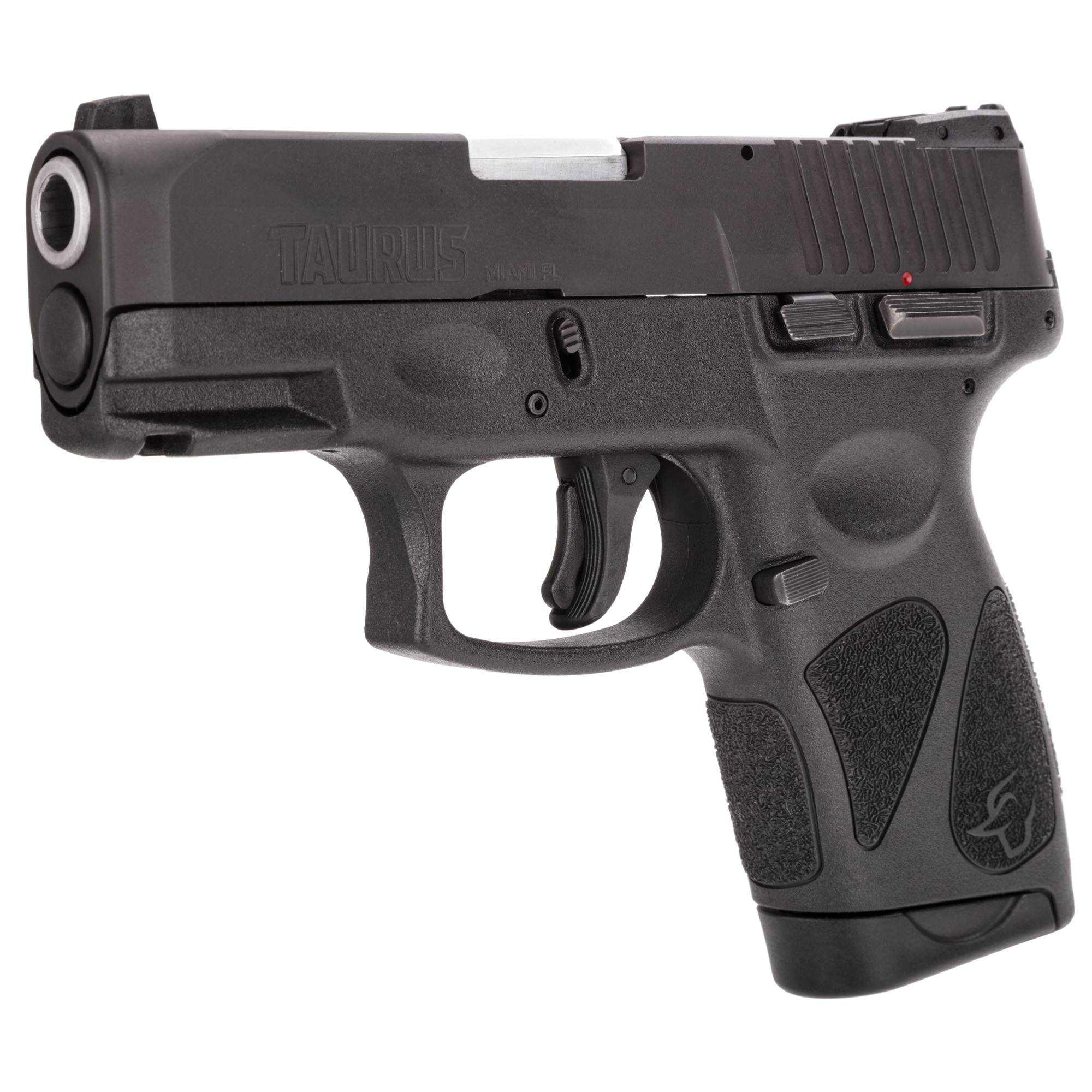 Taurus, G2S, Striker Fired, Semi-automatic, Polymer Frame Pistol, Sub-Compact, 9mm, 3.25" Barrel, Matte Finish, Black, Fixed Front Sight With Adjustable Rear Sight, Manual Thumb Safety, 7 Rounds, 2 Magazines