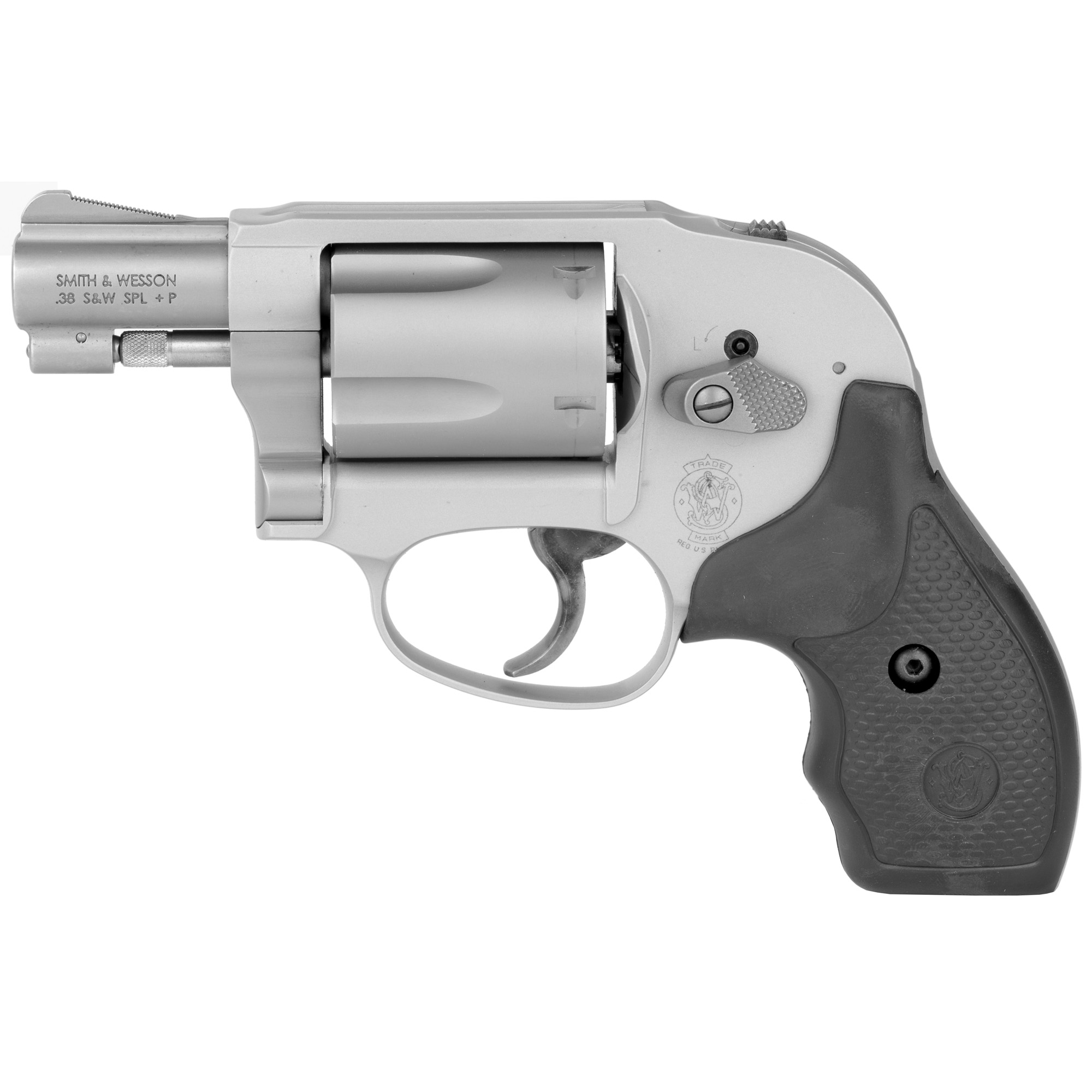 Smith & Wesson, Model 638, Double Action, Metal Frame Revolver, J-Frame, 38 Special, 1.875" Barrel, Aluminum Alloy, Matte Finish, Silver, Rubber Grips, Fixed Sights, 5 Rounds