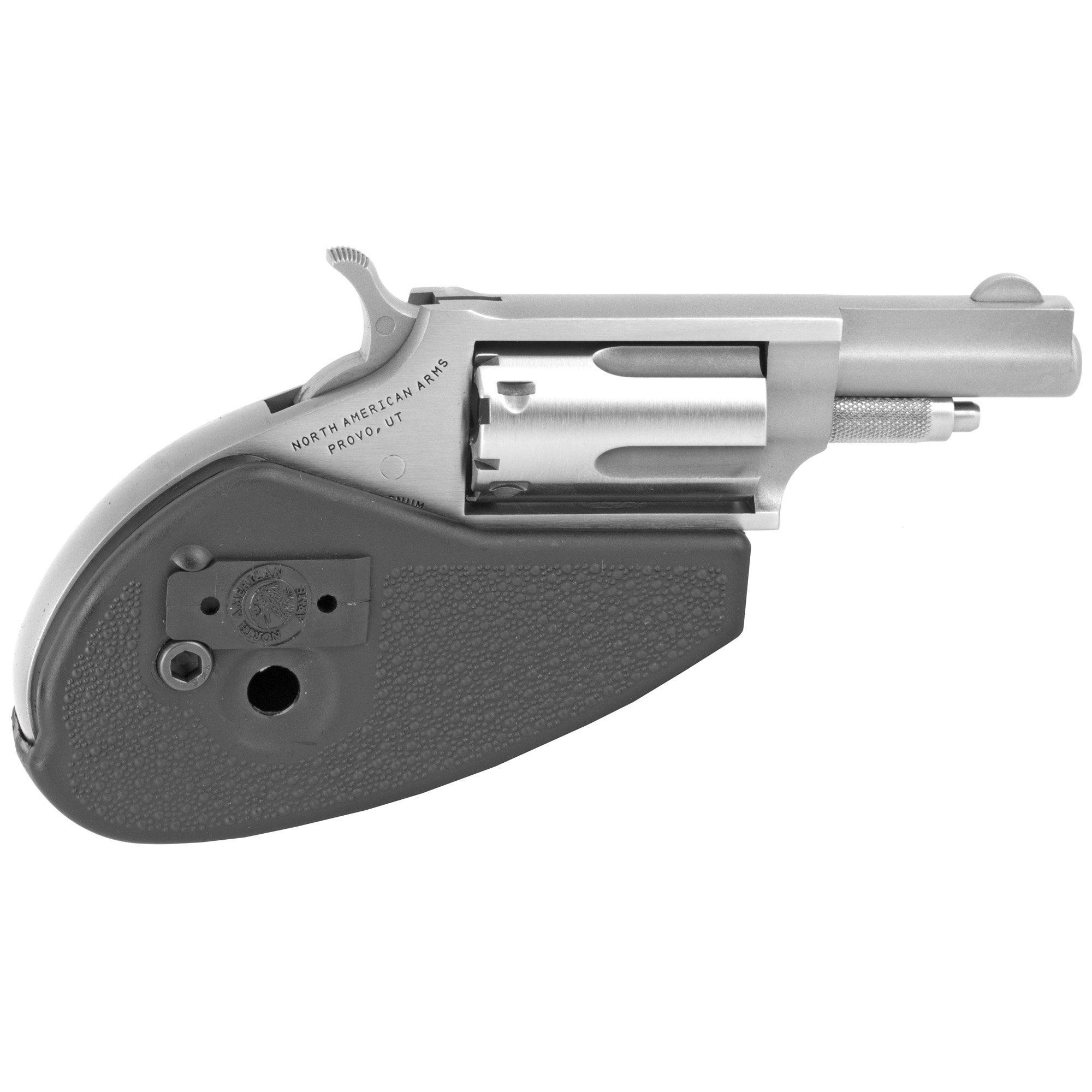 North American Arms, Mini Revolver, Single Action, Revolver, 22 WMR, 1.625" Barrel, Stainless Steel, Silver, Holster Grip, Fixed Sights, 5 Rounds