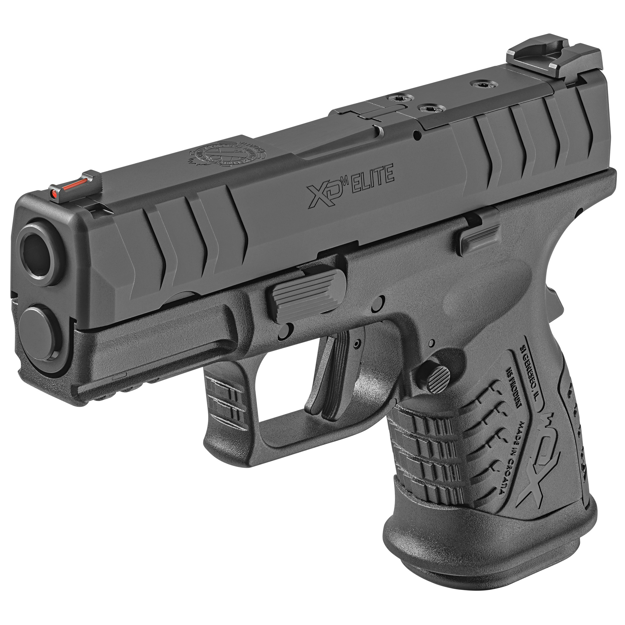 Springfield, XDM Elite Compact OSP (Optical Sight Pistol), Semi-automatic Pistol, Striker Fired, 9MM, 3.8" Hammer Forged Steel Barrel, Black, Melonite Finish, Polymer Frame, 14 Rounds, 2 Magazines