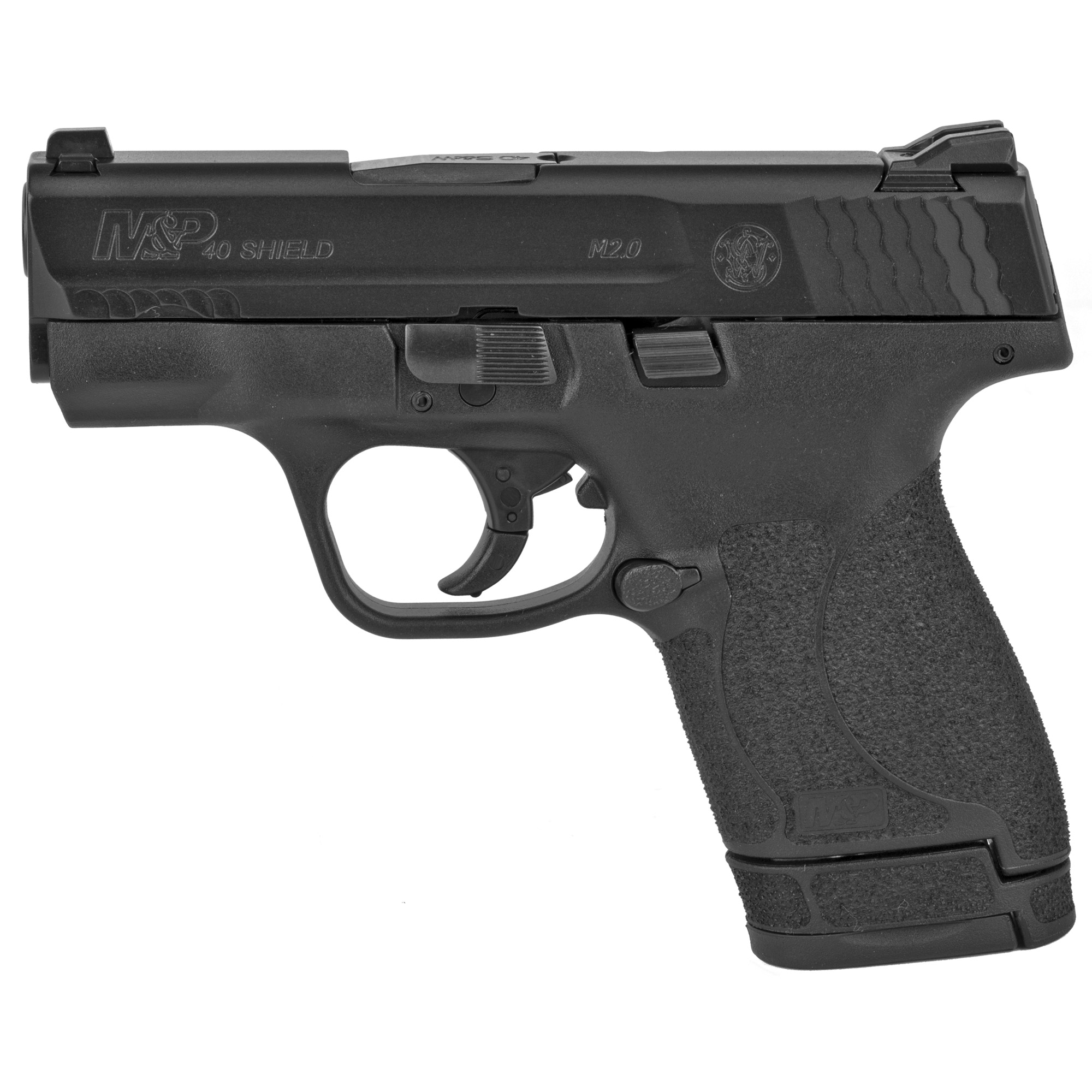 Smith & Wesson, Shield M2.0, Striker Fired, Semi-automatic, Polymer Frame Pistol, Micro-Compact, 40 S&W, 3.1" Barrel, Armornite Finish, Black, 3 Dot Sights, No Thumb Safety, 2 Magazines (1) 6-Round and (1) 7-Round