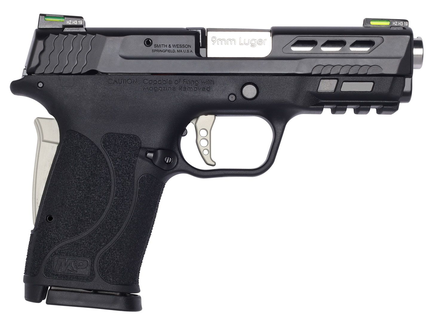 Smith & Wesson Performance Center M&P 9 Shield EZ M2.0 9mm - Ported Barrel - No Thumb Safety - Black / Silver - 8 Round