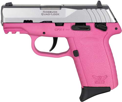 USED IN LIKE NEW CONDITION / SCCY, CPX-1 Gen 3, Double Action Only, Semi-automatic, Polymer Frame Pistol, Compact, 9MM, 3.1" Barrel, Matte Finish, Natural Stainless Slide, Pink Frame, Ambidextrous Safety, 3 Dot Sights, 10 Rounds, 2 Magazines