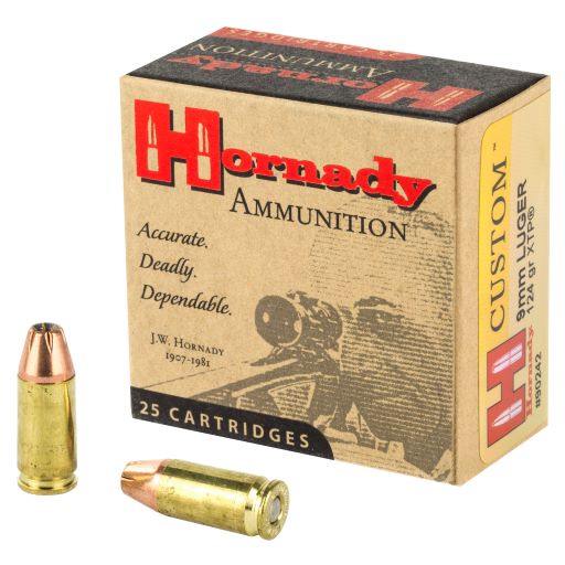 Hornady, Custom, Self Defense, 9MM, 124 Grain, XTP, 25 Round Box