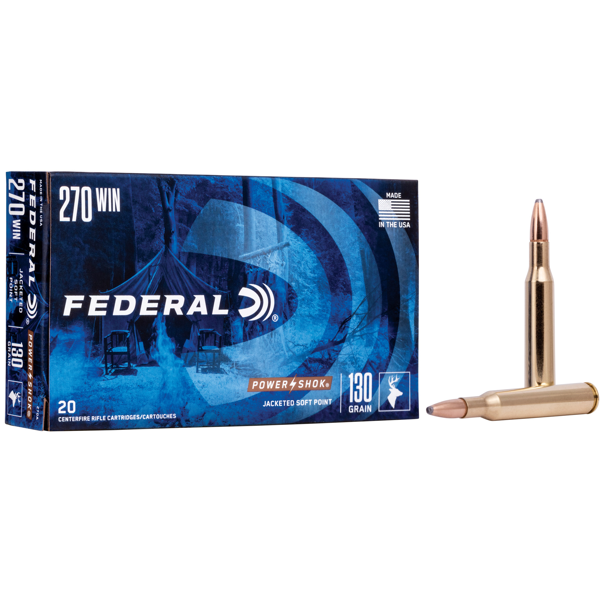 Federal, PowerShok, 270WIN, 130 Grain, Soft Point, 20 Round Box