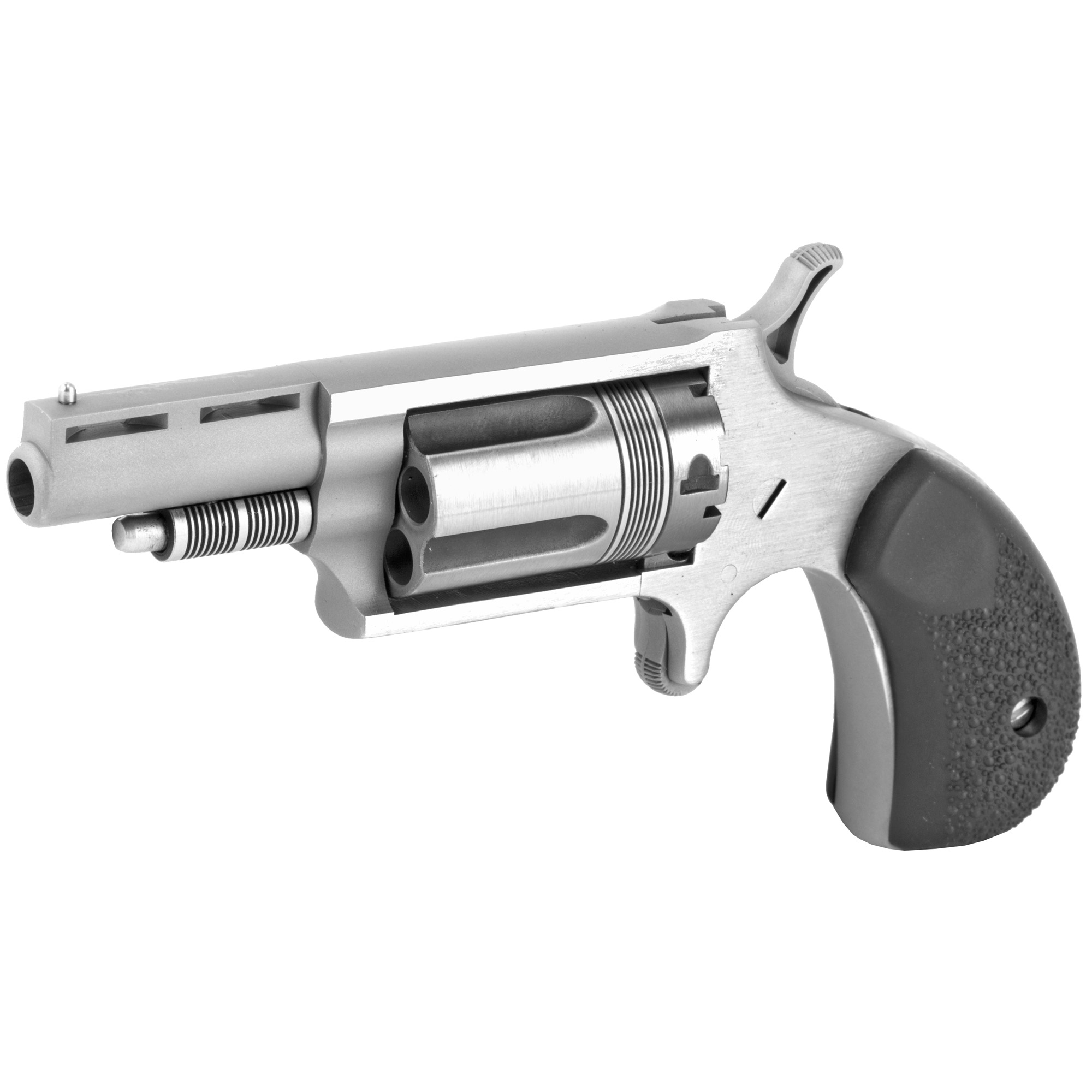 North American Arms, The Wasp, Single Action, Revolver, 22 WMR, 1.625" Barrel, Matte Finish, Stainless Steel, Silver, Rubber Grips, Fixed Sights, 5 Rounds